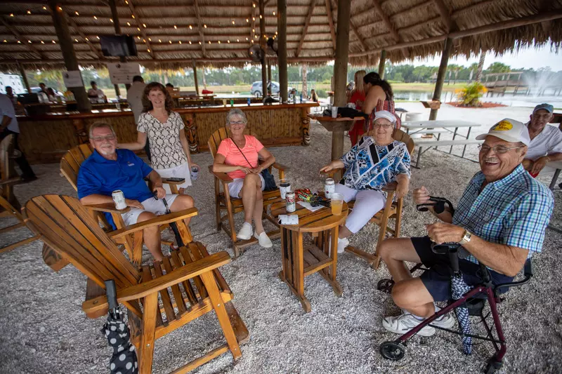 people gathered at resort