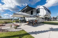 family outside rv